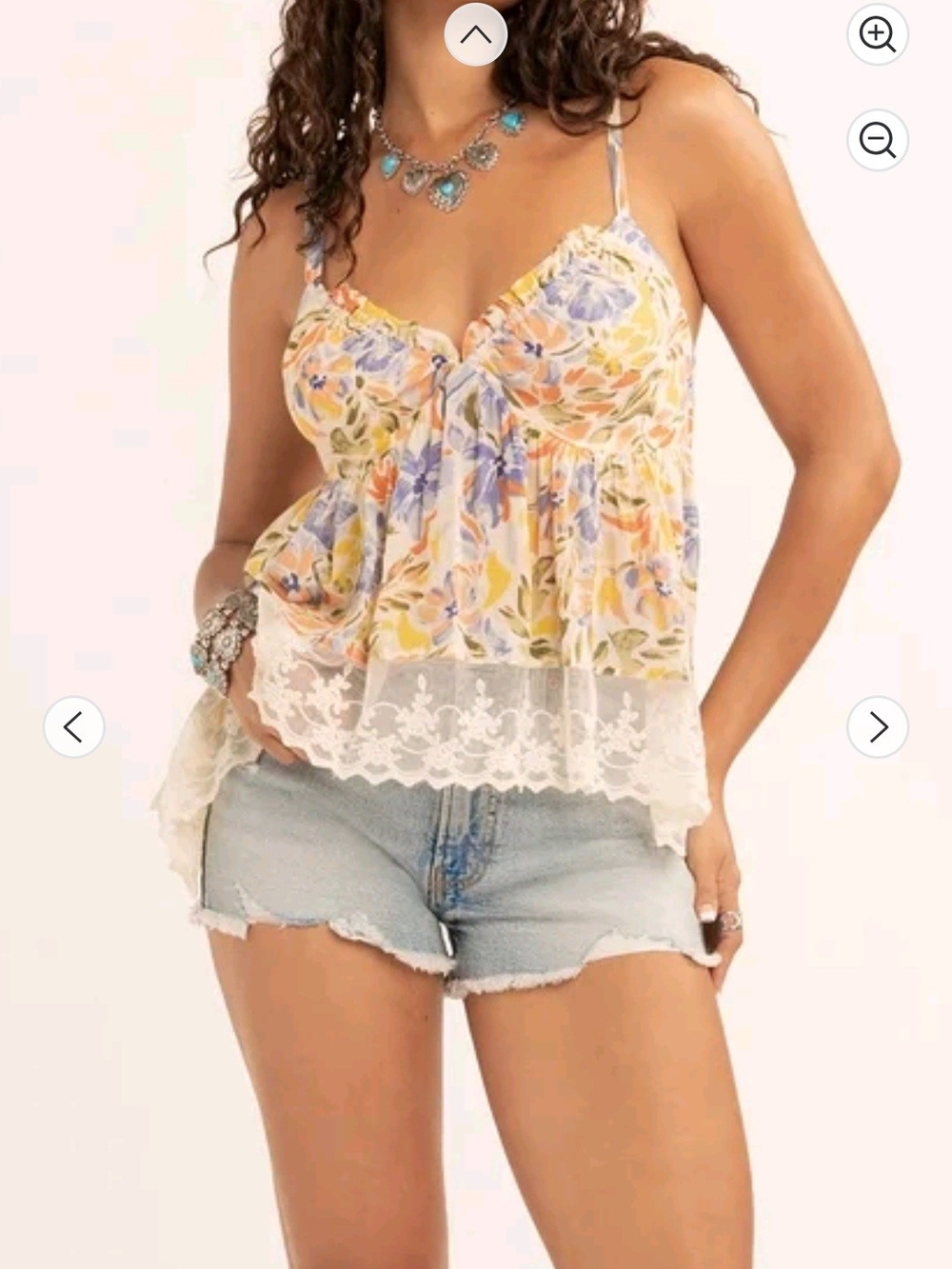 Jessica Simpson Floral Indy Hankerchief Hem Tank